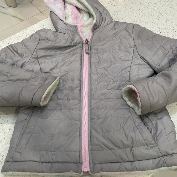 SO Gray and Pink Reversible Puffer Jacket with Quilted size 10/12 - Picture 2 of 6